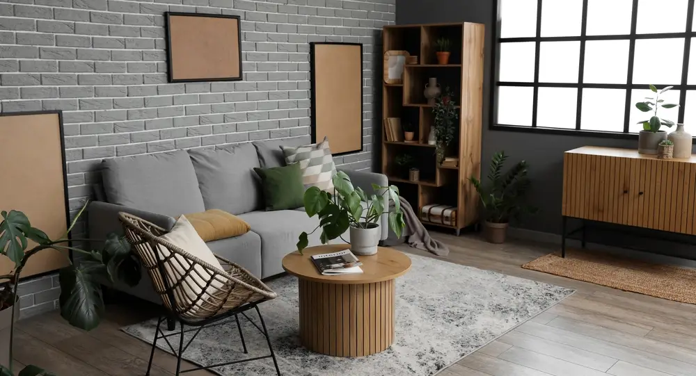 mur brique salon